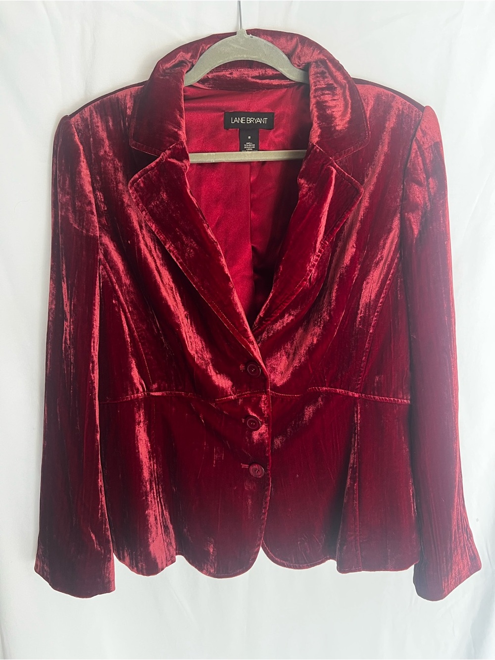 Lane Bryant Deep Red Velvet Blazer